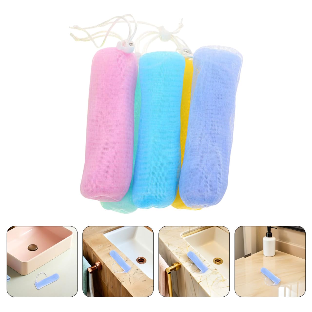 Healeved Soap Foaming Net Mesh Bags 10 Pack Drawstring Soap Storage Bags for Bar Exfoliating Shower Pouch Quick-Dry Hanging Saver 5.70 X 1.96 X 0.78 in