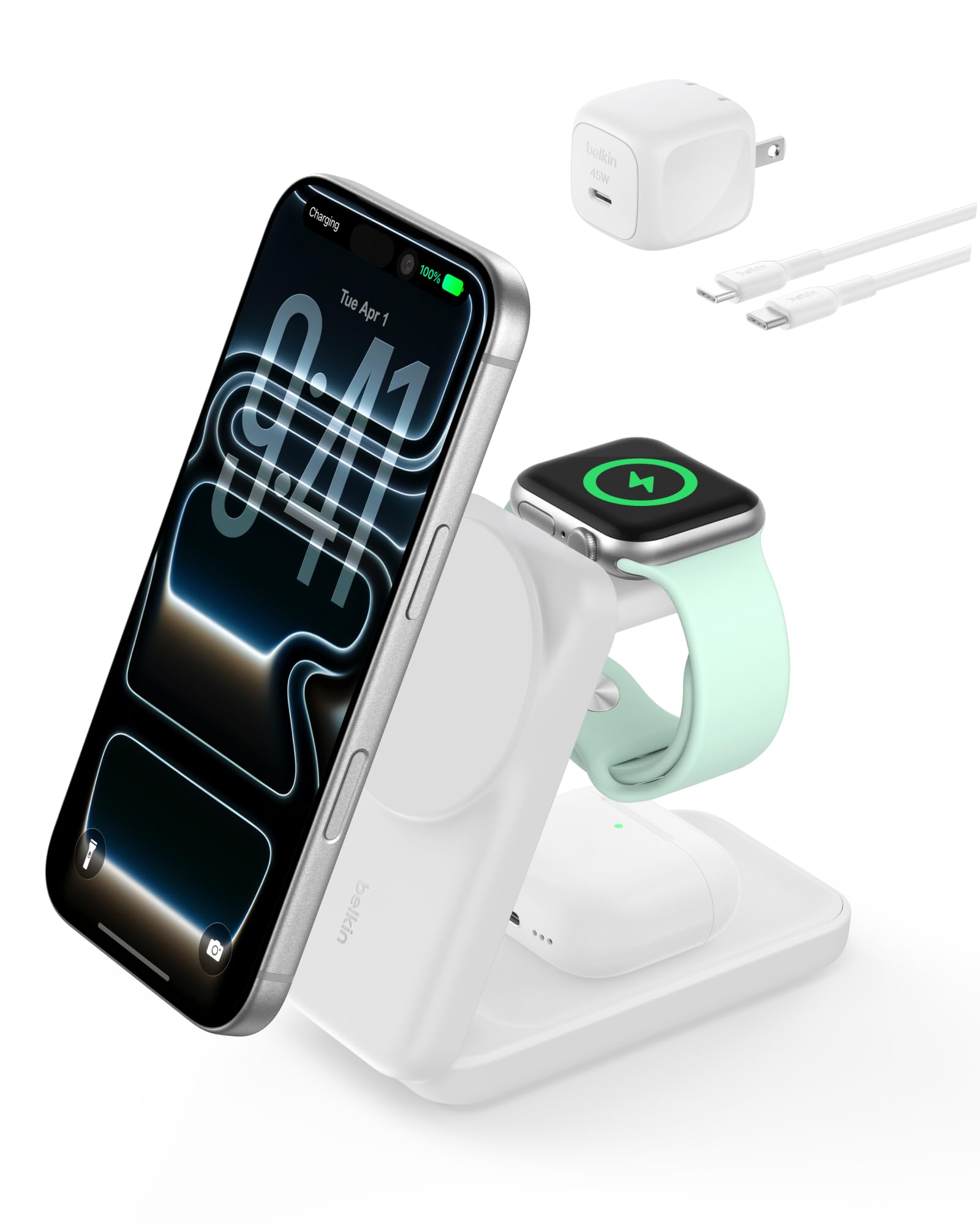 Amazon.com: Belkin MagSafe Charger Compatible, 3-in-1 Charging
