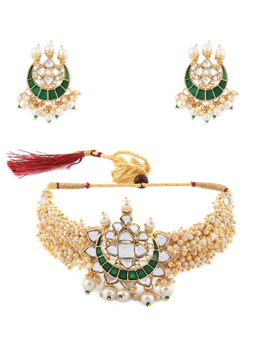 See full amazon price history chart for ZAVERI PEARLS Green Meenakari Clustered Pearls Patta Kundan Choker Necklace & Earring Set For Women-ZPFK10236 ZAVERI PEARLS Green Meenakari Clustered Pearls Patta Kundan Choker Necklace & Earring Set For Women-ZPFK10236 (B093Y6569T) Amazon Price History, Amazon Price Tracker