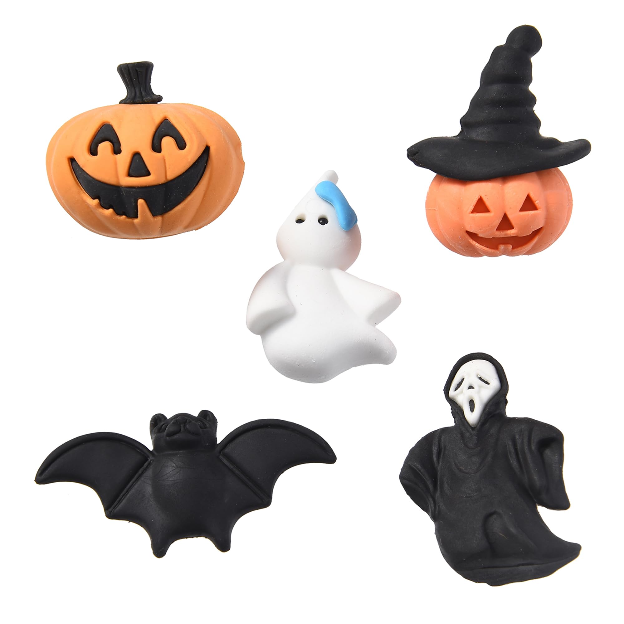 DOMG 25Pcs 3D Halloween Erasers for Kids, Cute Mini Pumpkin Ghost Bat Erasers Bulk for Halloween Party Favors Goody Bag Filler Gifts