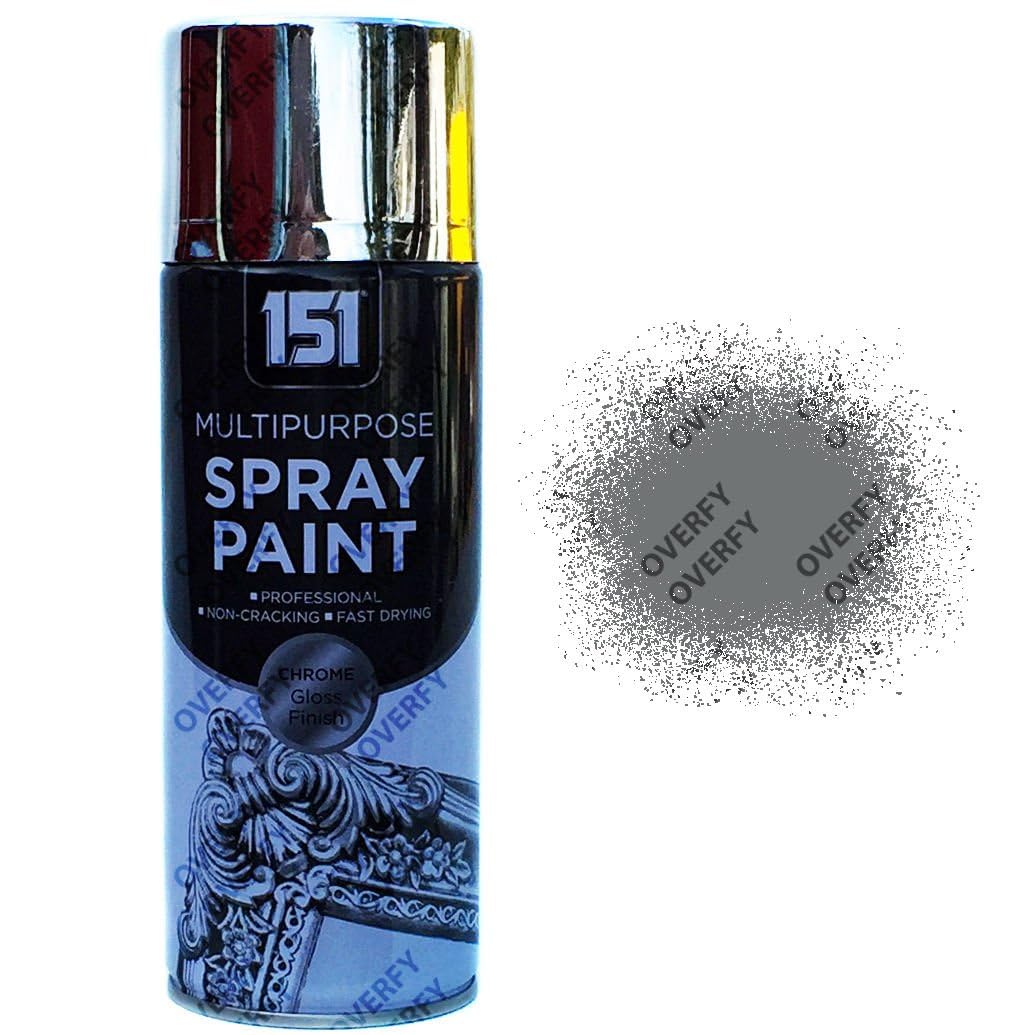 151 Chrome Effect Gloss Multi-Purpose Aerosol Spray Paint 400ml (12 Pack)