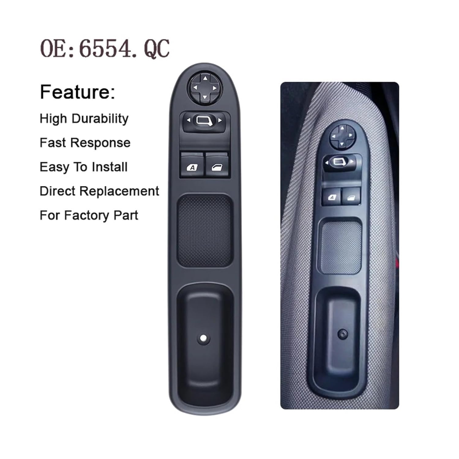 Window Control Switch 6554.KT Compatible with Peugeot 307 307CC 307SW/6554.QC Compatible with Citroen C3 Peugeot 207 CC 6554KT 6554QC(6554.KT)