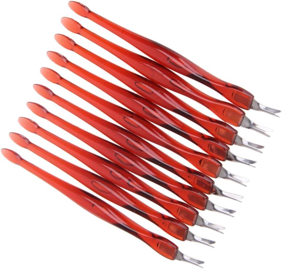 TEEROVA 10 Pack Practical Nail Art Tools Pedicure Cuticle Trimmer Remover Pusher Dead Skin Callus Removal Fork (Brown)