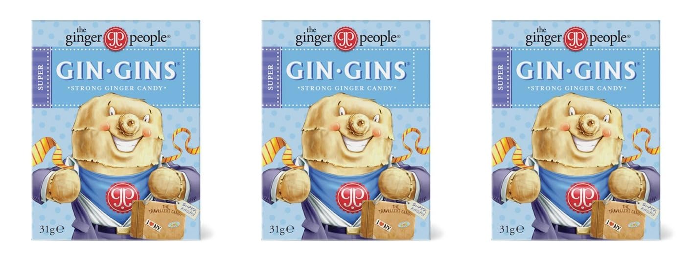 Bundle The Ginger People Gin Gins Chewy Strong Caramel Ginger Sweets 31g (3 Pack)