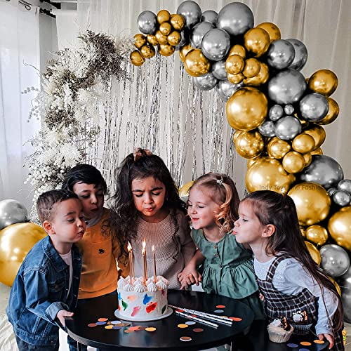 Image of Just Party 25Pcs Silver & 25Pcs Golden Metallic Chrome Balloons with Shiny Surface For Birthdays /Anniversary /Engagement /Baby Shower /bachelorette Party Decorations (Pack of 50)