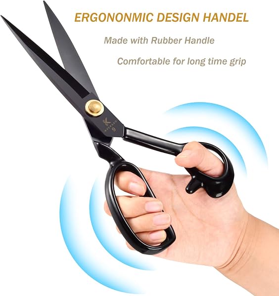 Heavy Duty Sewing Scissors for Dressmakers, Fabric Shears for Clothing and Upholstery, Craft Scissors (Black, 9 Inch) - 5
