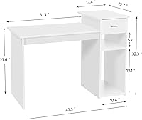 Vista 3 de Yaheetech Juego de escritorio y silla para computadora de oficina en casa, escritorio para computadora de 44 pulgadas con cajón y malla, silla
