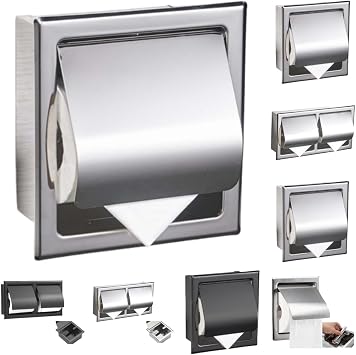 Toilet Paper Holder Black Embedded Toilet Tissue Paper Holder Stainless Steel Wallpaper Holder 304 Bathroom Roll Paper Box Wall Mounted 304 Stainless Steel Tissue Box Recessed Hidden Roll
