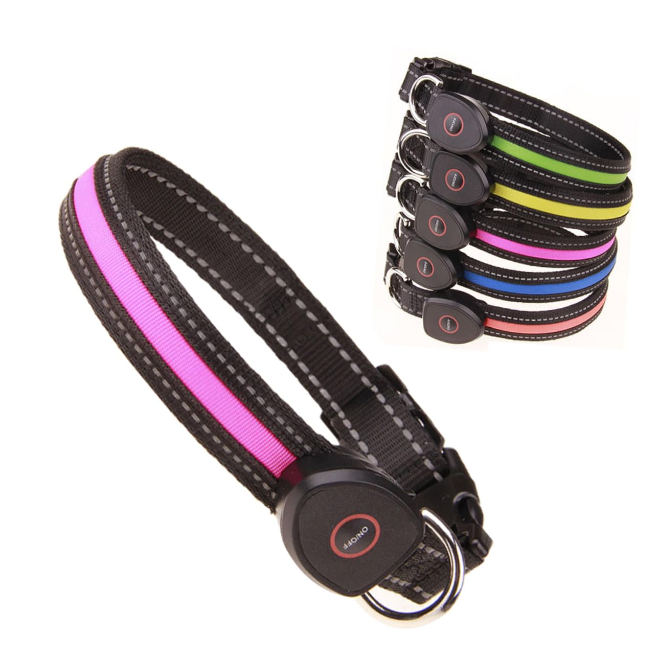 BESPORTBLE 3 Piezas Cuello Circular Collar Luminoso Collar de Cuello Iluminado de Mascota condujo con luz de Intermitente para Mascotas dirigió Cuerda Rosa