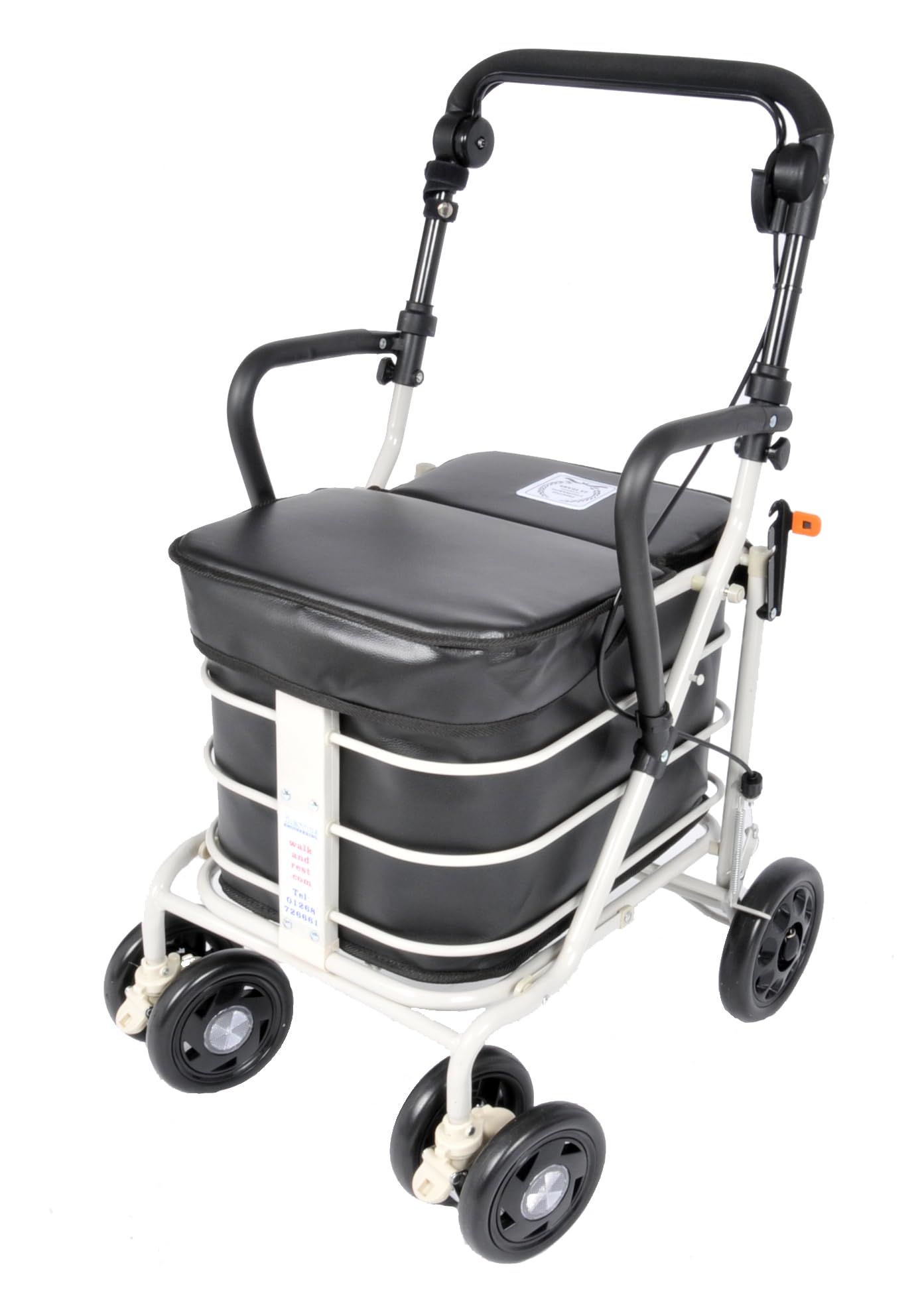 Prestige Walk and Rest Shopping Trolley with Seat & Armrest/Walking frame/Seated Mobility Trolley/Stroller/Walking Trolley (FULLY ASSEMBLED in UK READY TO USE!) (Black)