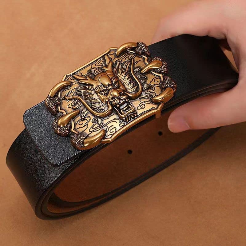 Ceinture Cuir Lion – Largeur 4,5cm, Longueurs 70-120cm, Boucle Métal (Neuf)