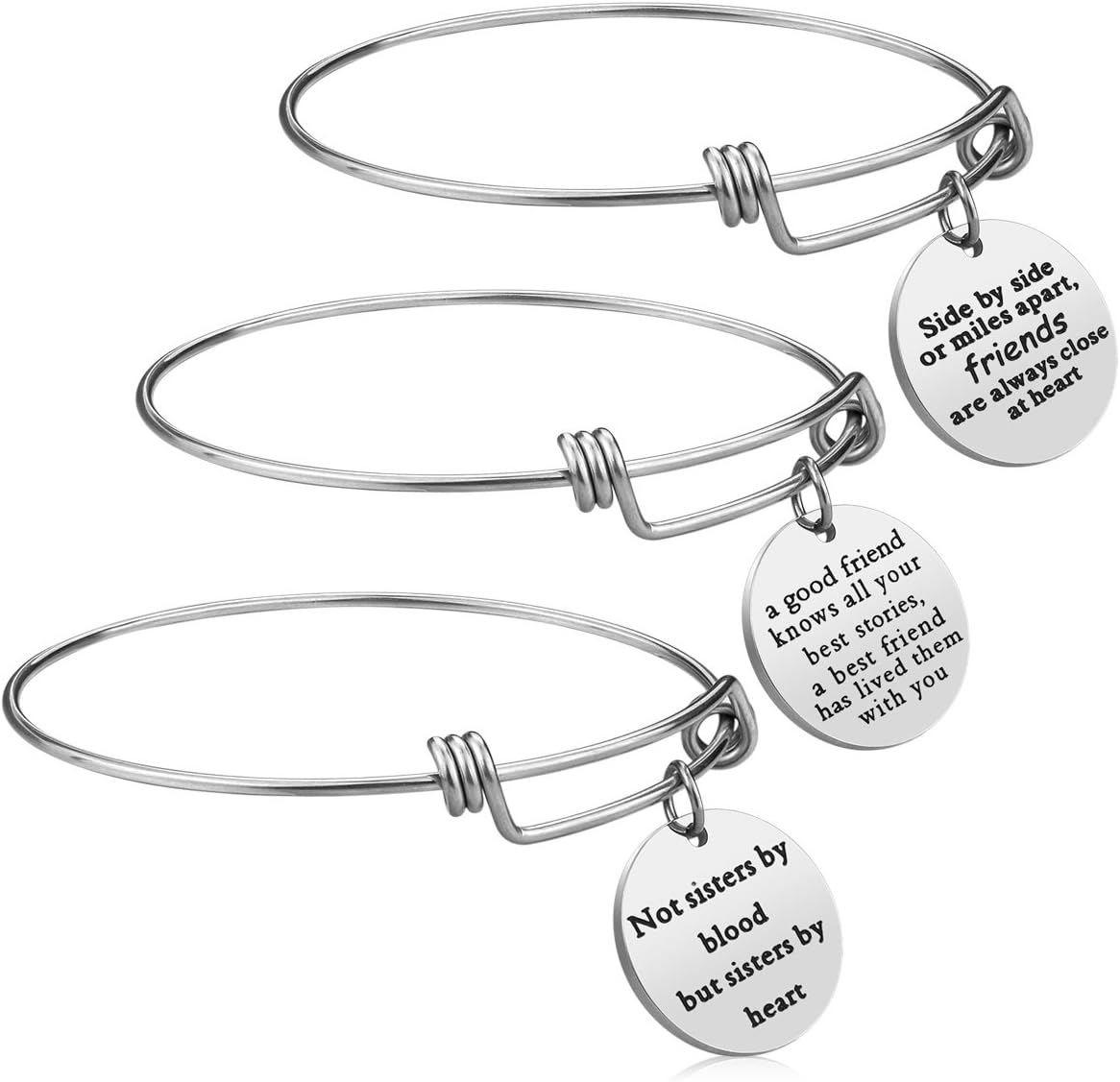 iJuqi Friendship Bracelet - 3 PCS Stainless Steel, White, Size No Size