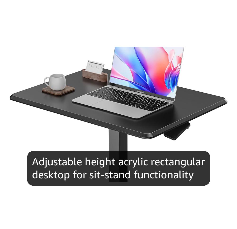 Sweetcrispy Mobile Small Sit Stand Desk - Portable Rolling Laptop Workstation, Adjustable Height, Black Sweetcrispy Mobile Small Sit Stand Desk - Portable Rolling Laptop Workstation, Adjustable Height, Black