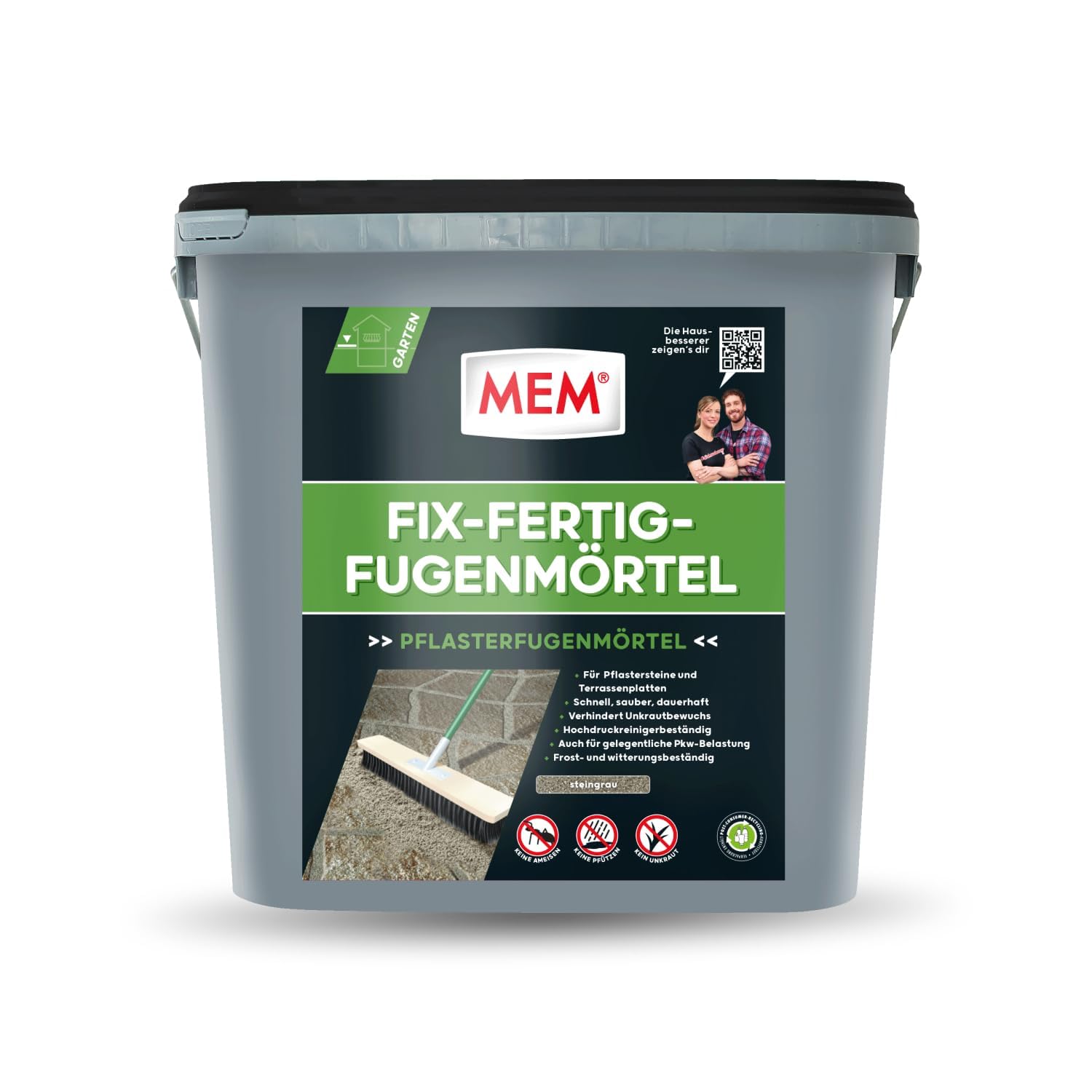 Mortier à joint Baumarkt MEM Fix und Fertig - Lave basaltique - Sans acide - Sans flaque - 12,5 kg