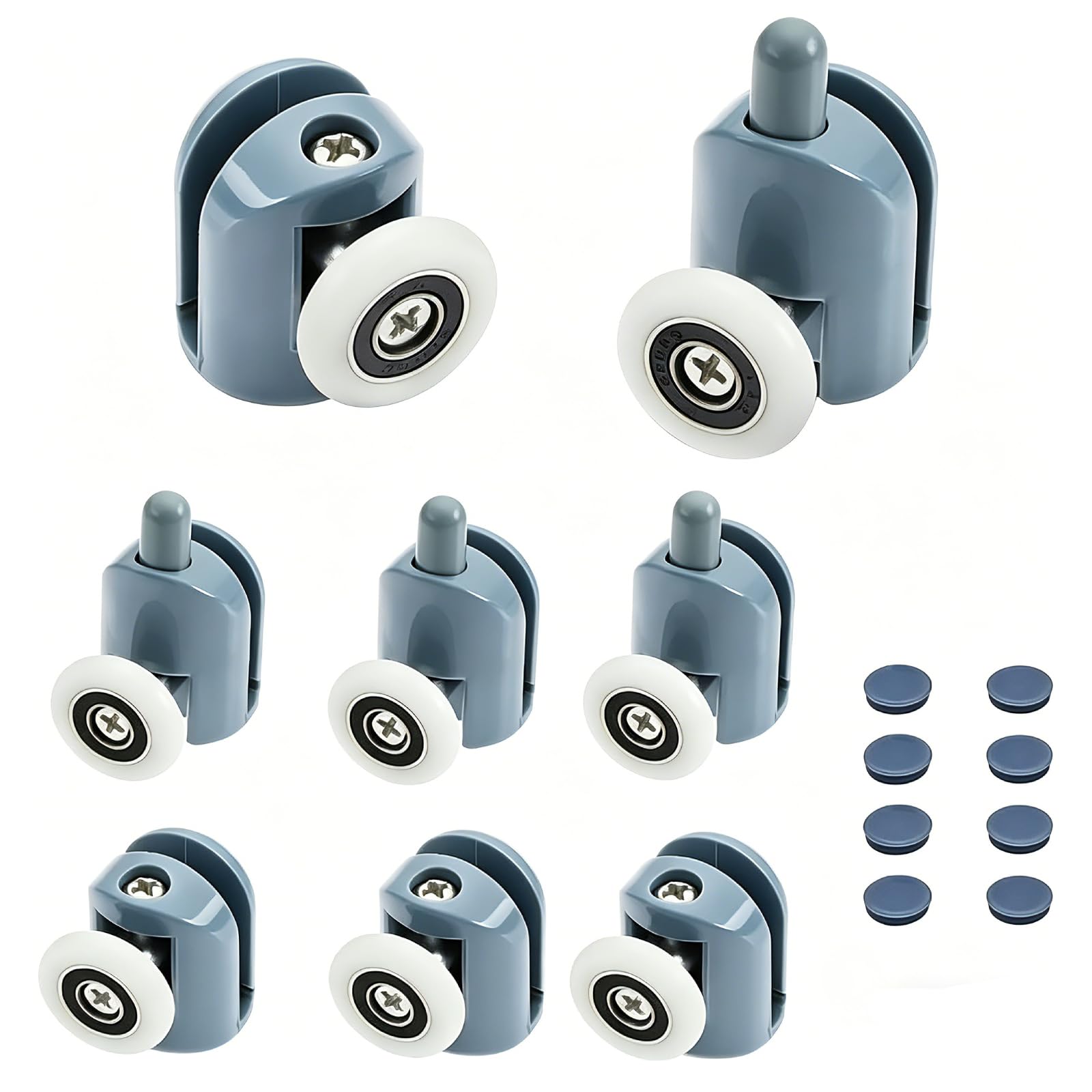 Ncheli Rodamientos Mampara Ducha 25mm,8 Piezas,Cristal 4-6mm,Acero Inox | 8 ruedas acero inoxidable y nylon PA, Ø 25mm silenciosas, duraderas, para puertas de ducha cristal 4-6mm