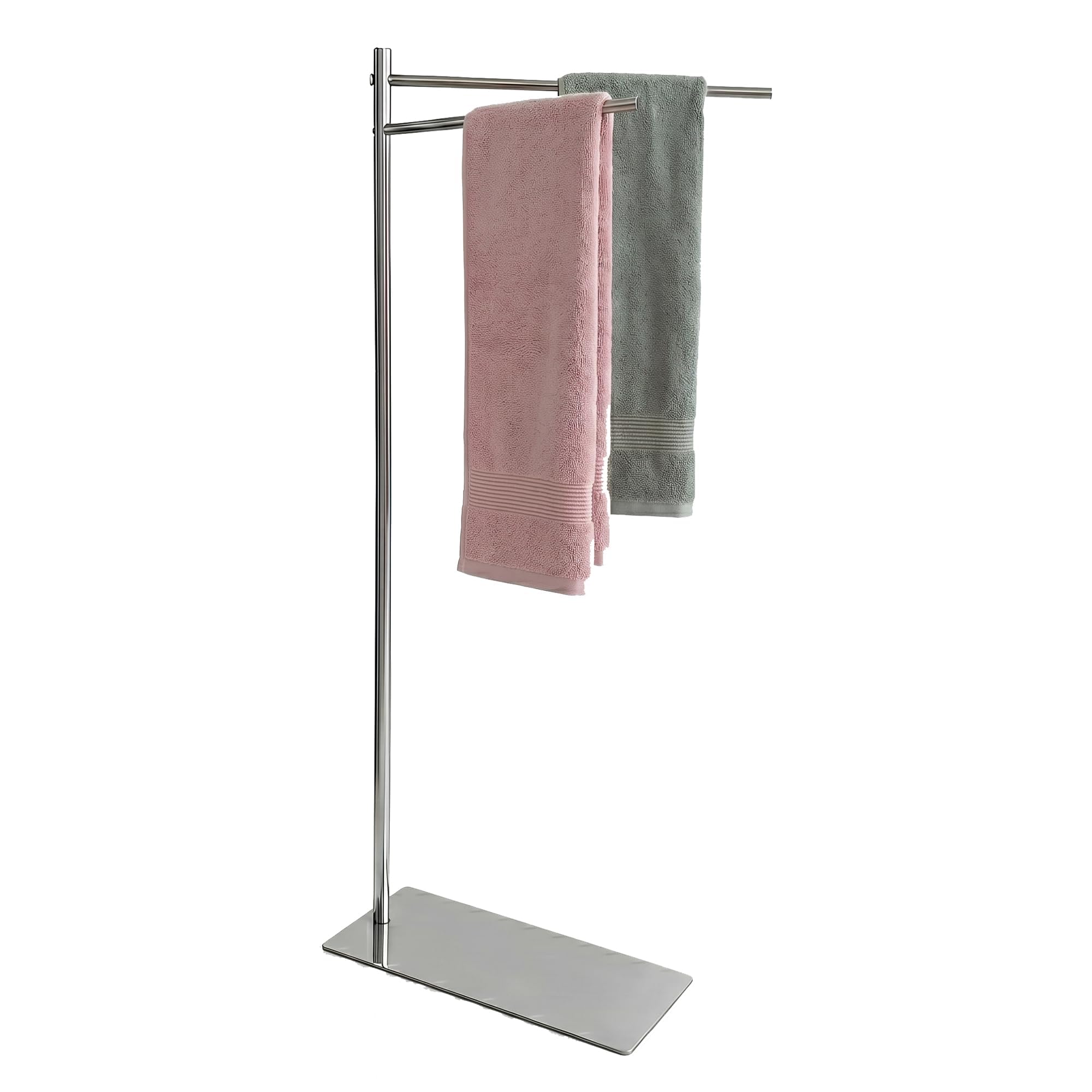 AJIEQAQ Handtuchhalter Stehend Freistehend, 32 x 29 x 78 cm | Für Gäste-WC & Bad, 2 fixierte Stangen (Anti-Rotation), Platzsparend, Massiver Standfuß