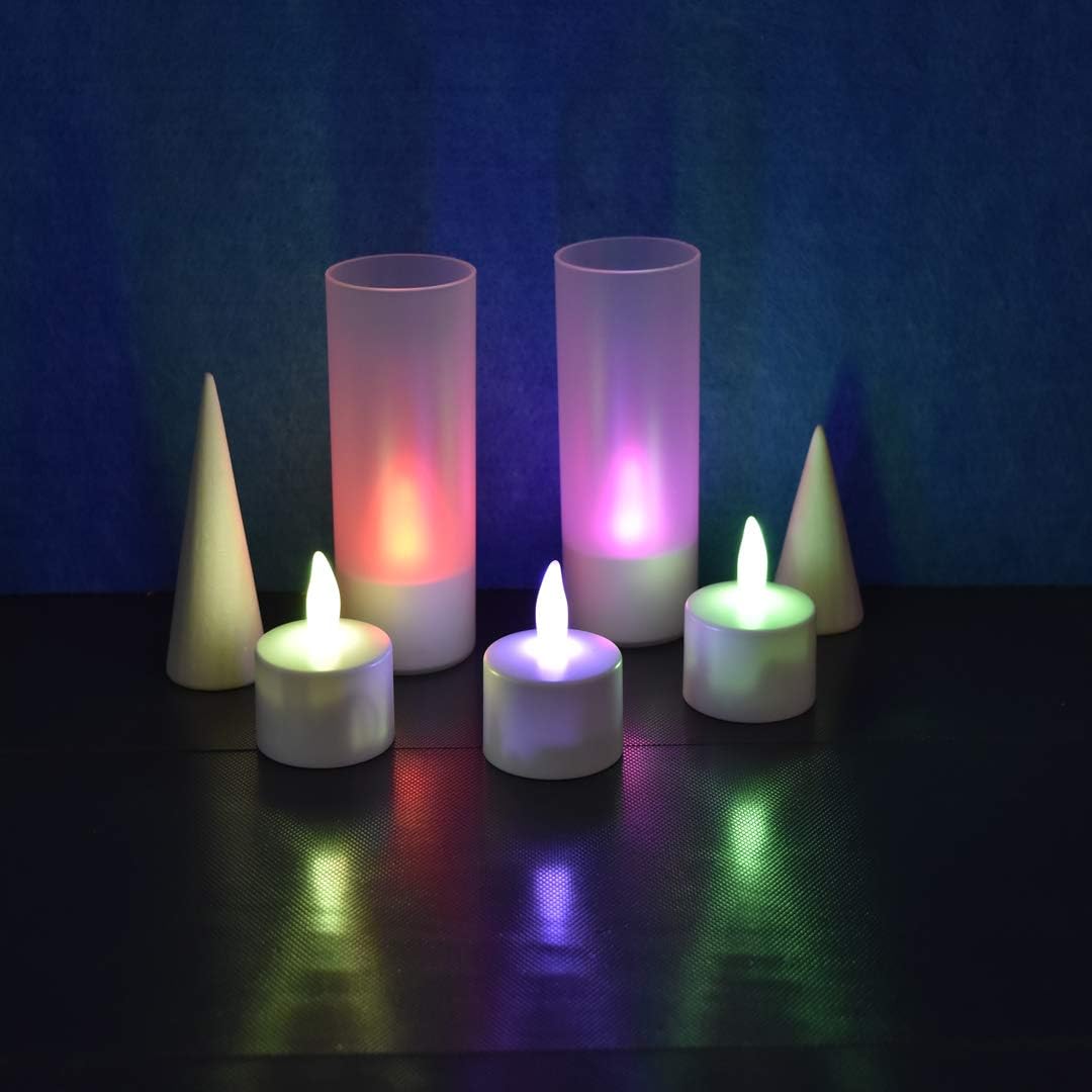 Exсluѕіvе Dіѕсоunt 50% Prісе HL Rechargeable Tealights, Flameless Multicolor Flickering Candles Led Light with Remote for Christmas Wedding Party (RGB, 12 Pack)
