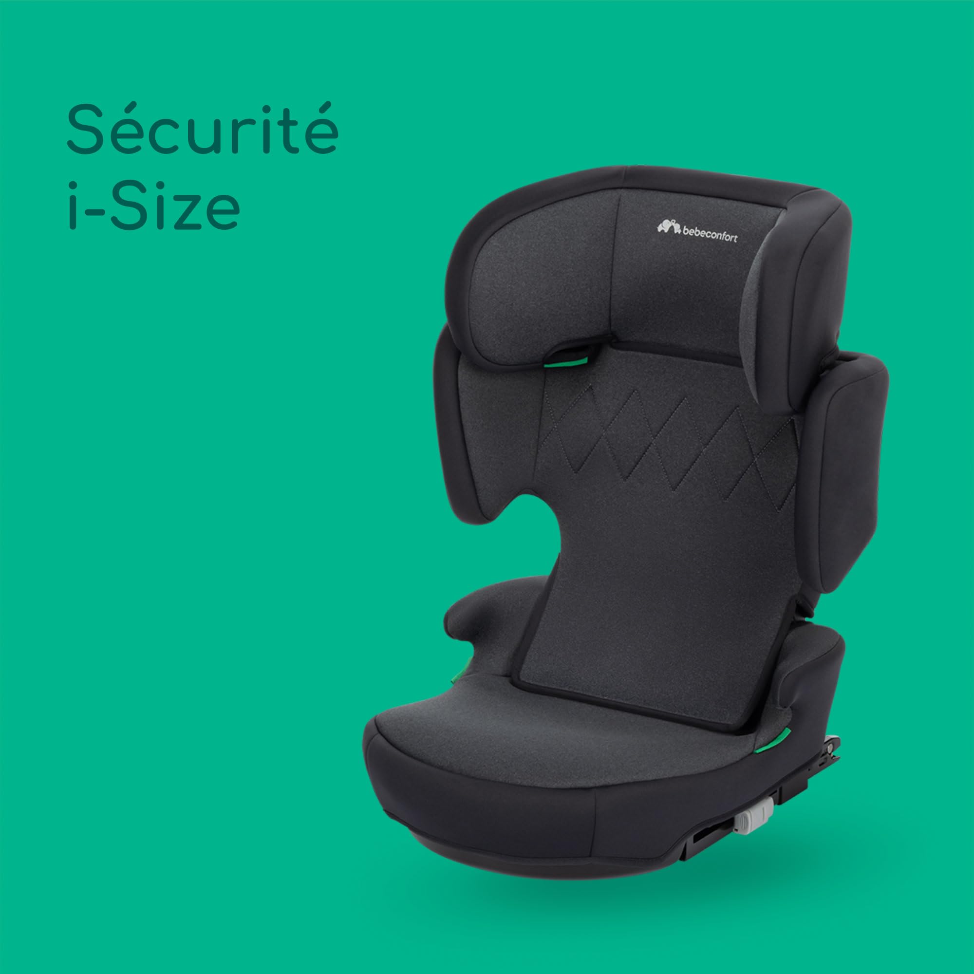 Bebeconfort RoadFix i-Size, Siège Auto Rehausseur à Dossier, 3,5-12 ans (100-150cm), Siège Auto ISOFIX, Pliable, Léger (4,4 kg), 14 Positions d'Appui-tête, Siège Rembourré, Tinted Black