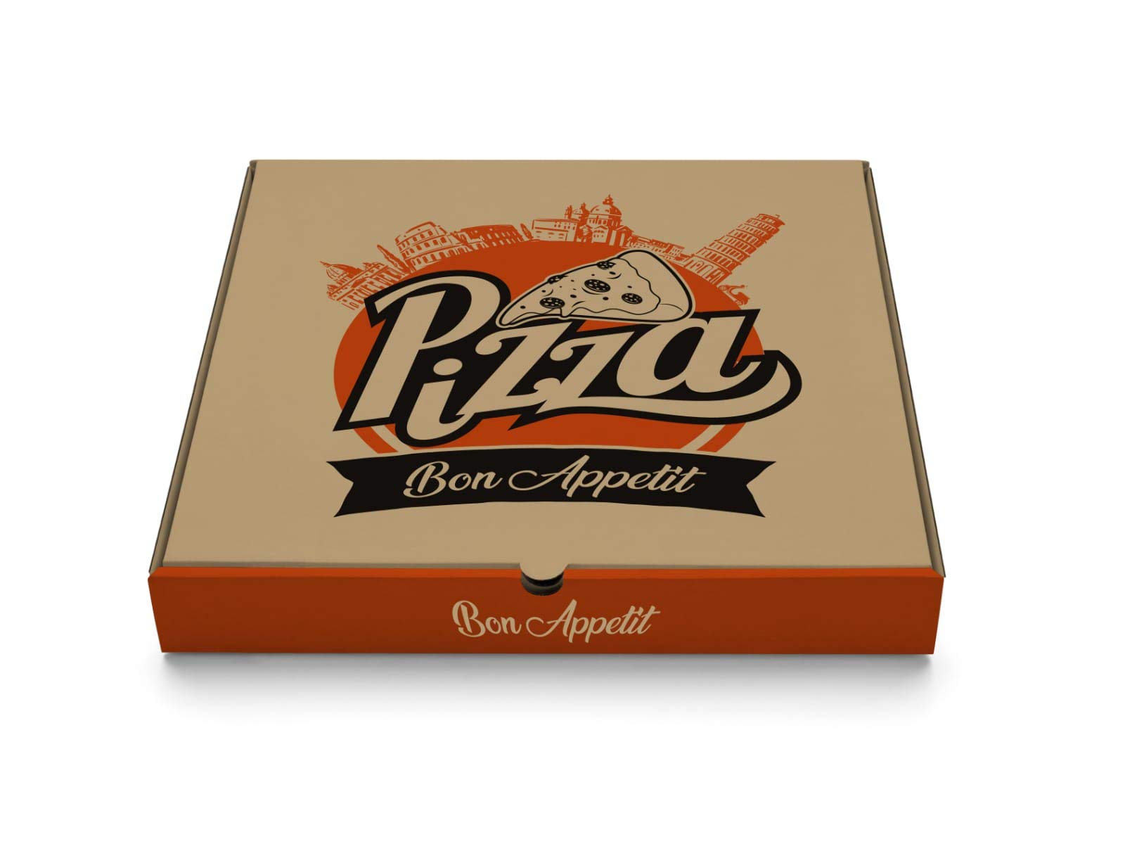 50 x Pizza Boxes —Strong Corrugated Food Boxes—12 inch Plain Orange