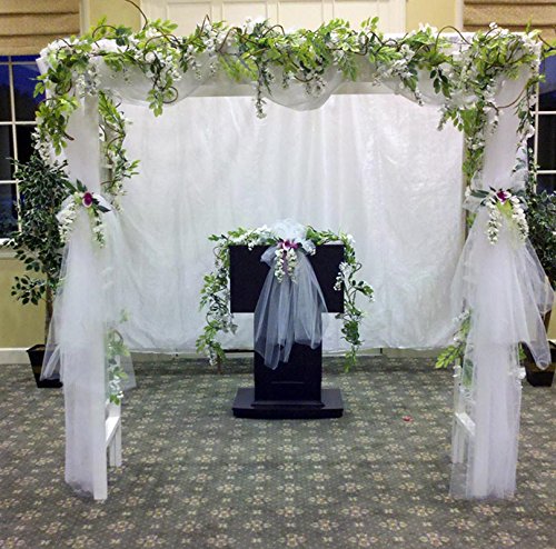 Dearhouse 4Pcs 6.6Ft/Piece Artificial Flowers Silk Wisteria Garland Artificial Wisteria Vine Rattan Silk Hanging Flower For Home Garden Outdoor Ceremony Wedding Arch Floral Decor (White) #TOP6