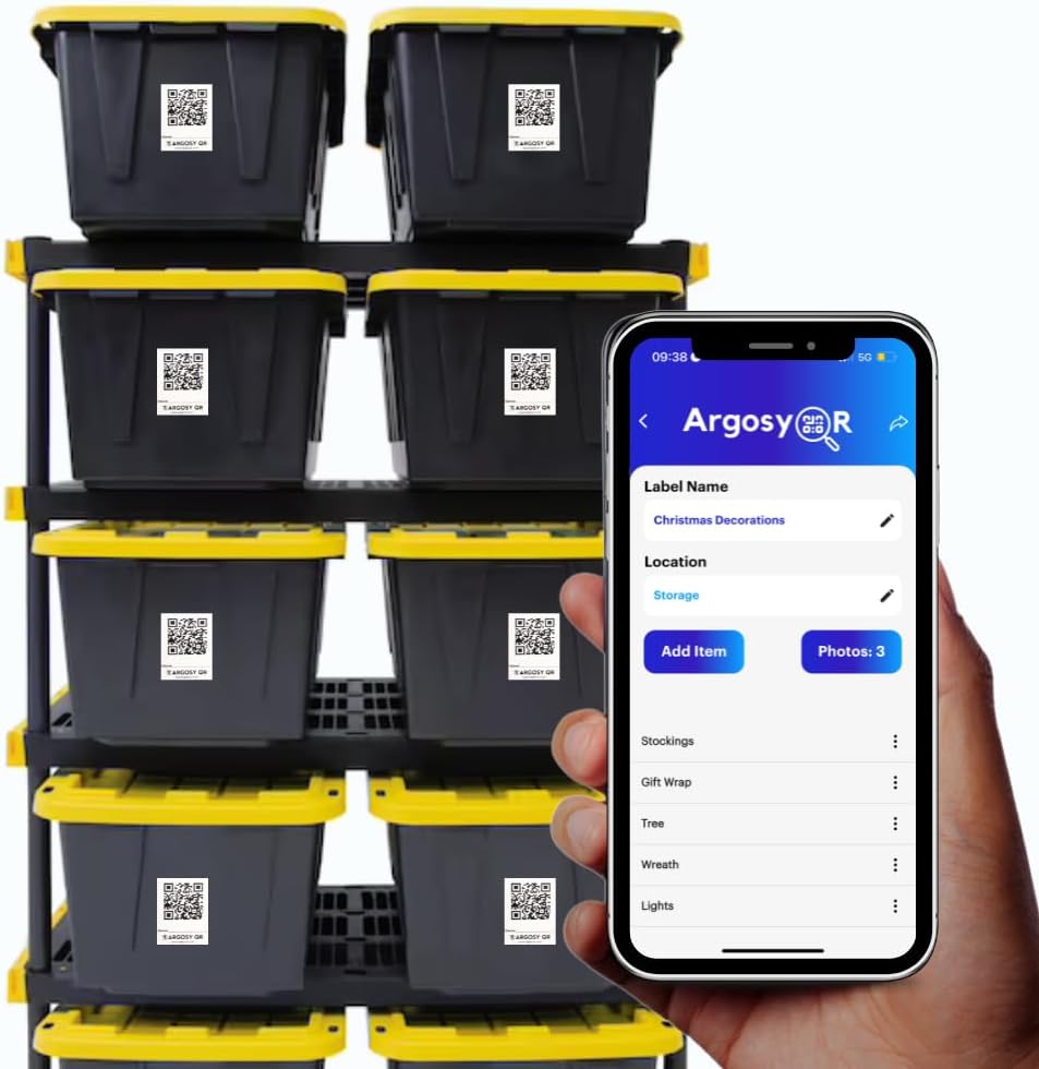 Argosy QR Code Durable Labels (2" x 2") - Superior Adhesion | Professional Storage, Moving & Inventory Labels That Actually Stick | 40 USA-Made Premium QR Stickers