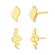 LOYATA Earring Stud Sets for Women 14K Gold Plated 925 Sterling Sliver Post Small Stud Earrings for Women Hypoallergenic Gold Trendy Jewelry for Women