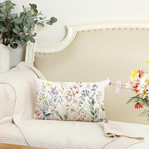 Miniatura 3 de AACORS AA481-12 - Funda de almohada de primavera de 12 x 20 pulgadas, decoración floral de mariposa, decoración de verano de granja de temporada
