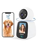 5G Two Way Video Calling Camera, One Click Call 2K Pet Camera with Phone App, 360° PTZ Dog Cam with Speaker, Color Night Vision, 2.4 Inch Screen, CL200