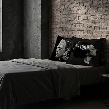 PRK 14 Cushion Covers 2 pcs Halloween Gothic Pillow Throws Monsters for Livingroom Bedroom Couples Sofa Horror Scary Pillowcase Set 45 x 45cm