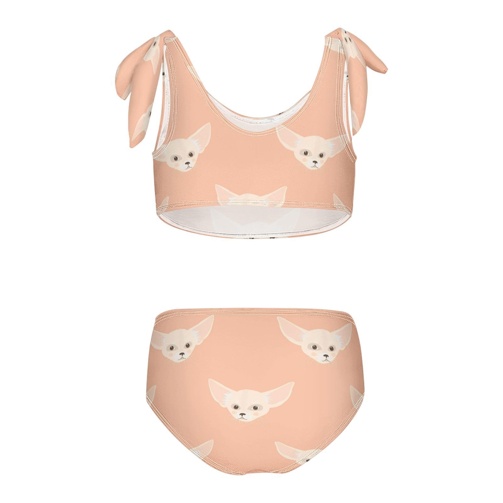 Fennec African Fox Girls Swimsuits 2 Piece Swimwear Bikini Set Beach Bathing Suit for Summer Girl Kids 7-8T Multicolor