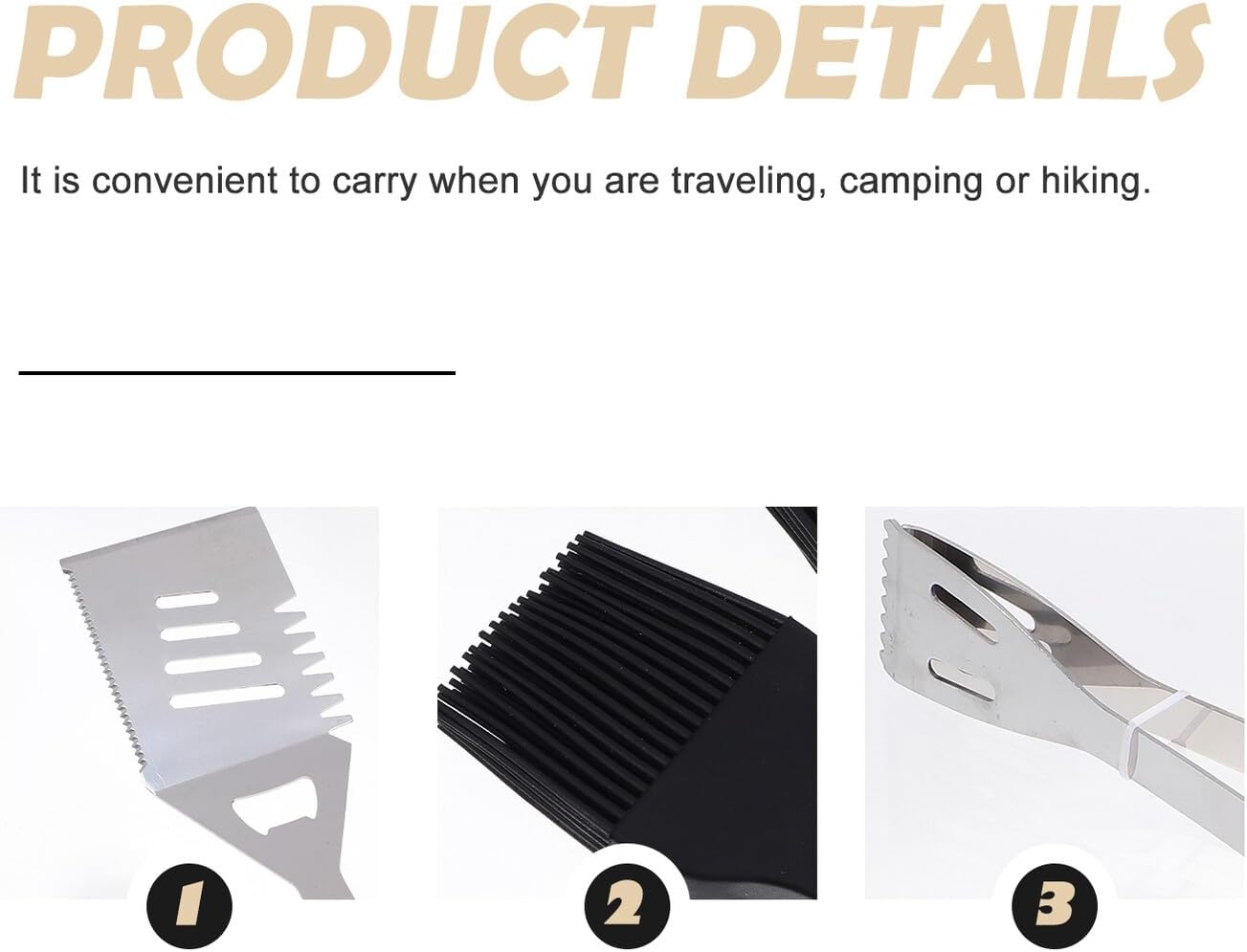 Lurrose Portable Stainless Steel BBQ Tools Kit with Storage Bag Complete Outdoor Barbecue Utensils for Grilling Fork Spatula Brush Cutter Included for Camping and Backyard Cookouts