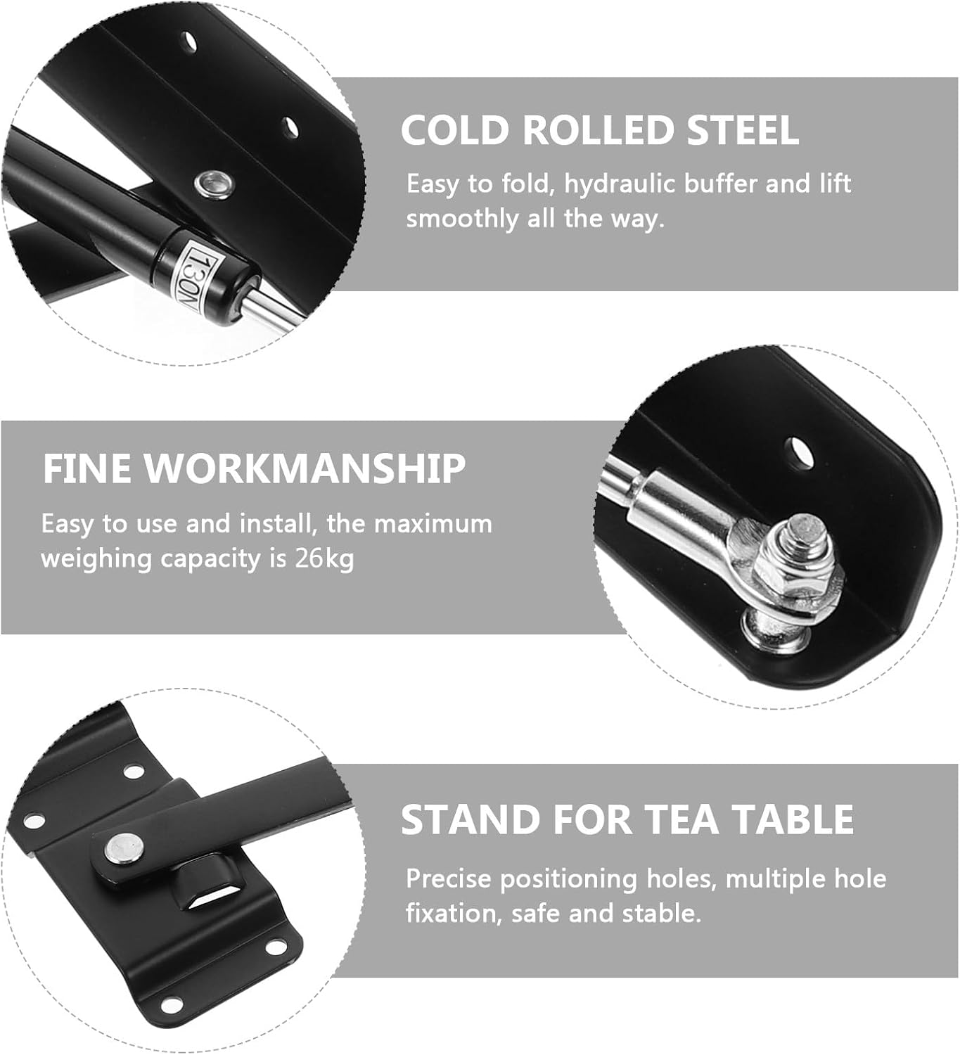 Hydraulic Gas Elevation Coffee Table Mechanism Foldable Steel Tea Table Lifting Bracket with Spring Support Adjustable Furniture Lift Stand