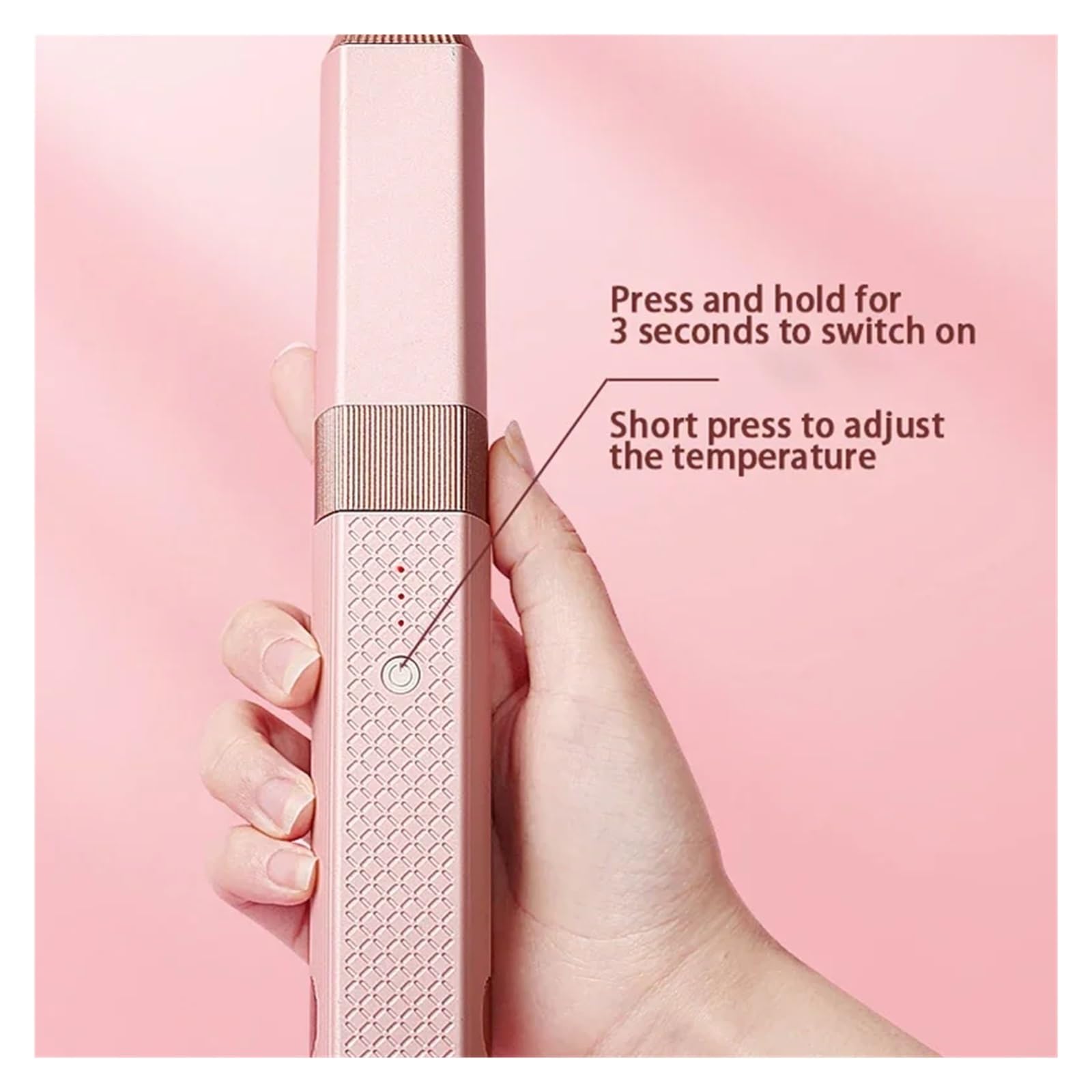 Alisador de pelo inalámbrico Usb, Mini rizador de pelo de cerámica, 3 planchas planas portátiles de temperatura constante for viajes cuicui (Size : Rosa)