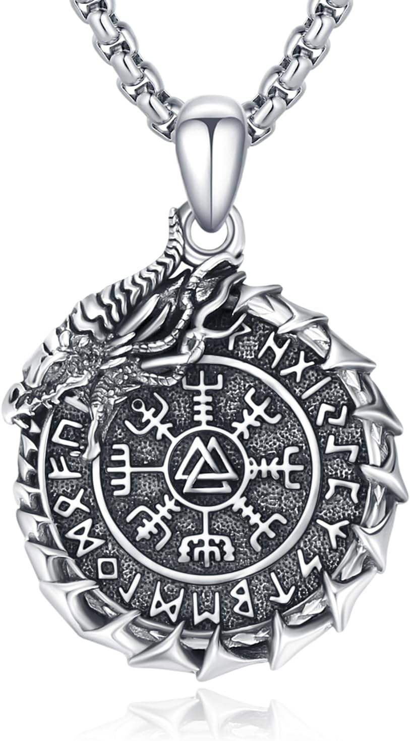Viking Necklace for Men 925 Sterling Silver Nordic Viking Necklace Viking Amulet Jewelry Gifts for Men Women