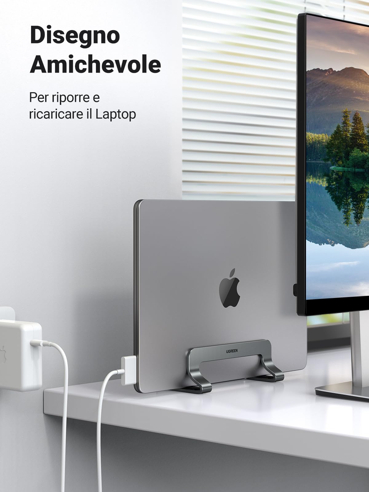 UGREEN Regolabile Supporto Verticale per Laptop Salvaspazio Compatibile con MacBook, iPad Grigio