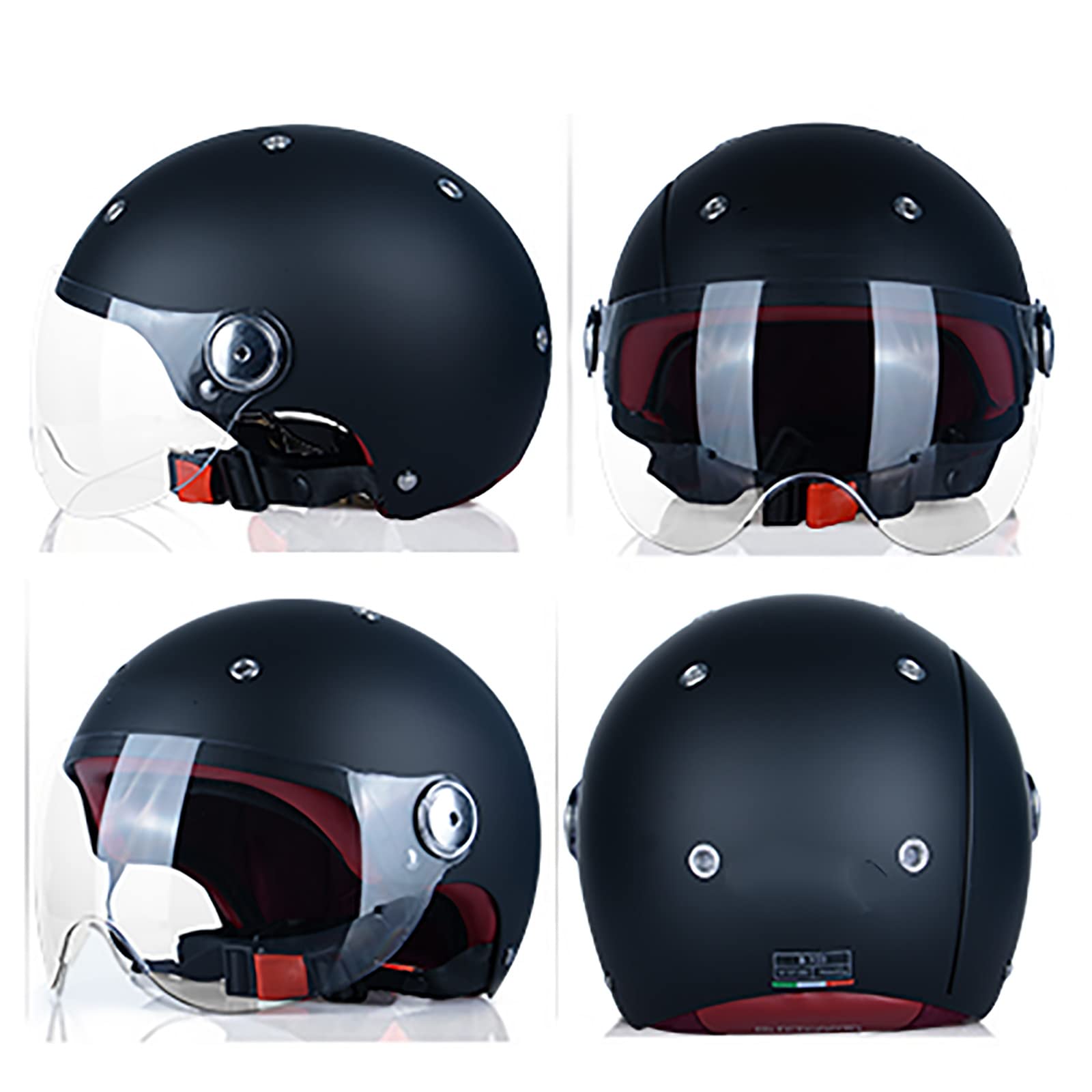 JATIBOSH Segura Y Práctica Motocicleta Casco Half-Helmet, Cuatro Estaciones Motocicleta Casco, Resistencia Al Calor Jet Ciclomotor Abierto Cascos, Jóvenes Hombres Mujeres Certificación ECE
