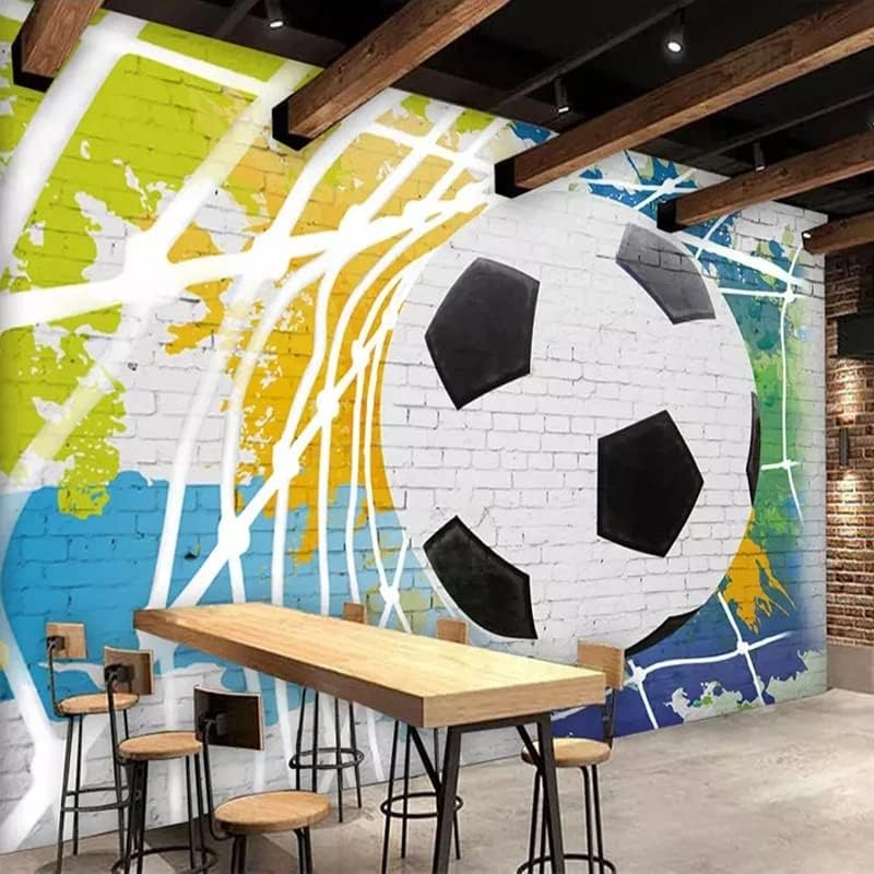 Miniatura 2 de Murales de pared de tamaño personalizado, fútbol de dibujos animados, murales de pared autoadhesivos extraíbles para despegar y pegar, papel tapiz