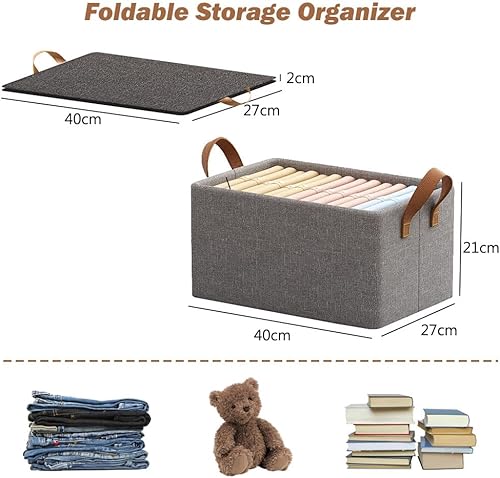 Miniatura 2 de Organizador de ropa de armario con placa base gruesa, organizador de cajones con marco de acero con asas, caja de almacenamiento de ropa plegable