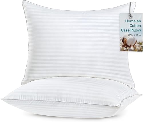 HOMELAB Paquete de 2 almohadas King para dormir, funda de algodón 100% transpirable, relleno alternativo de plumón de felpa suave, soporte de cuello