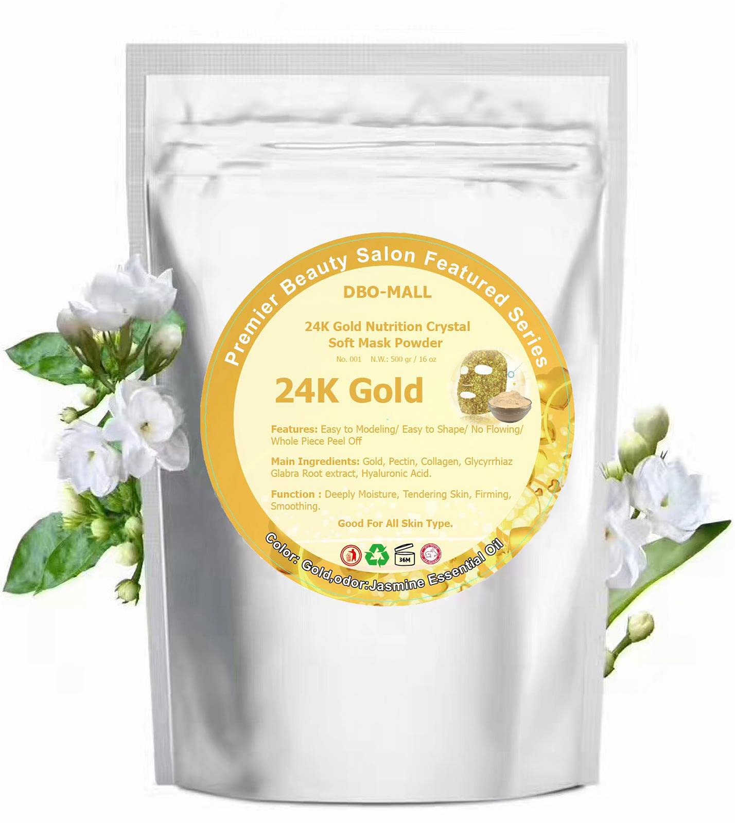 DBO-MALL Hydro Jelly Peel Off Mask Powder, 500g 24K Gold Modeling Soft Mask Powder, Beauty Salon Professional SPA Gel Mask Clay/Mud/Powder For Skincare Treatment.
