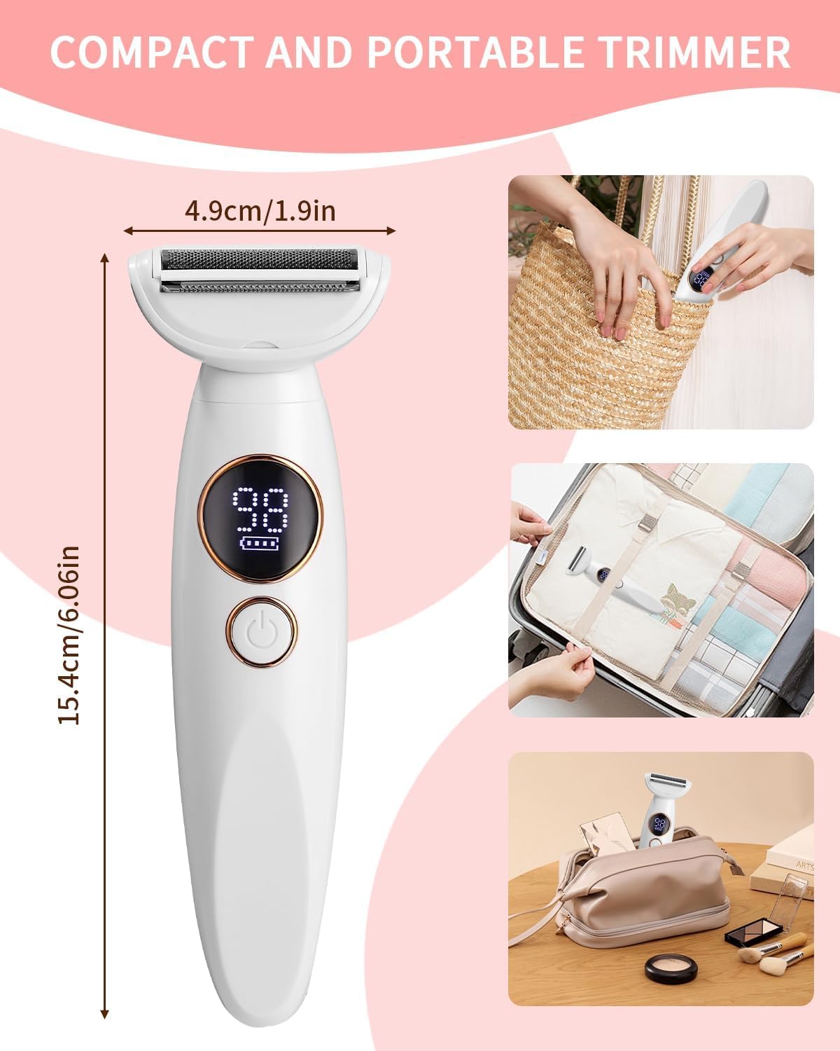 Rasoir Electrique Femme, 5 en 1 Tondeuse Femme Intime, Rasoir Femme Electrique avec Station de USB Rechargeable, Tondeuse Maillot Femme, pour Le Corps, Les Aisselles, Le Bikini, Les Sourcils et Le Nez