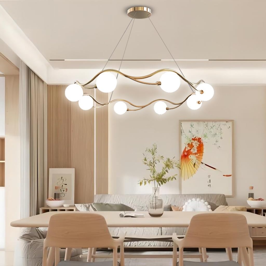 Lampadario moderno a forma di bolla in vetro G9, lampada a sospensione, tavolo da pranzo, isola, lampada da soffitto in metallo, 8 luci, adatto per soggiorno, camera da letto, cucina, armadio, illumi