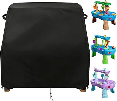 Water Table Cover Designed to Fit Rain Showers Splash Pond Water Table, Waterproof Dustproof Anti-UV, 420D Oxford Fabric Adjustable Drawstring, Outdoor Summer Toy Cover for Kids Toddlers
