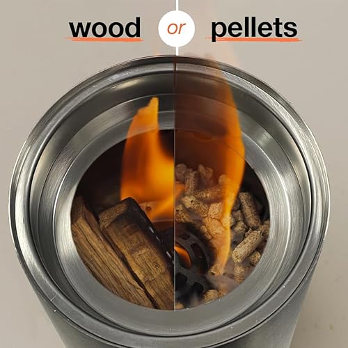 Miniatura 3 de Fogata de mesa con soporte, mini fuego de bajo humo para exteriores para urbanos y suburbios, alimentado por pellets o madera, combustión segura,