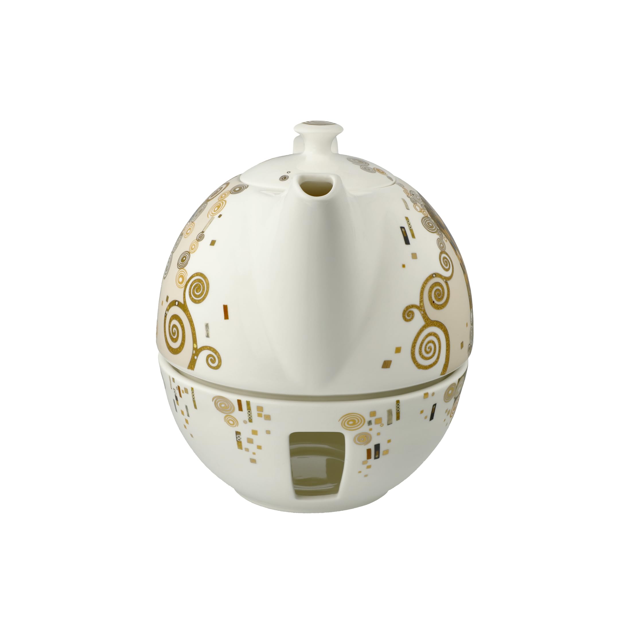 Goebel Teekanne mit Stövchen Artis Orbis von Gustav Klimt aus Porzellan,Größe: 25,x16,5x20 cm, 67-013-61-1