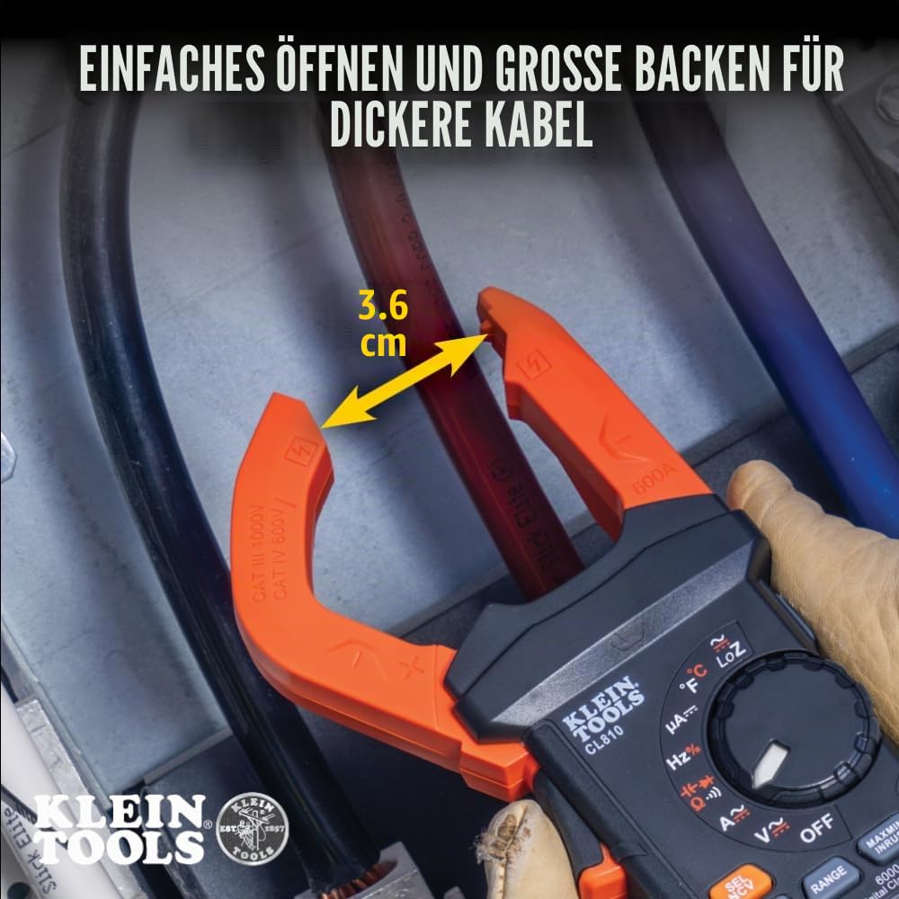 Klein Tools CL810 Digitales Zangenmultimeter 600A AC/DC | TRMS Auto-Ranging Stromzange | Spannung Widerstand Frequenz Kapazität Temperatur | NCV LoZ Durchgangsprüfung | Arbeitslicht CAT III
