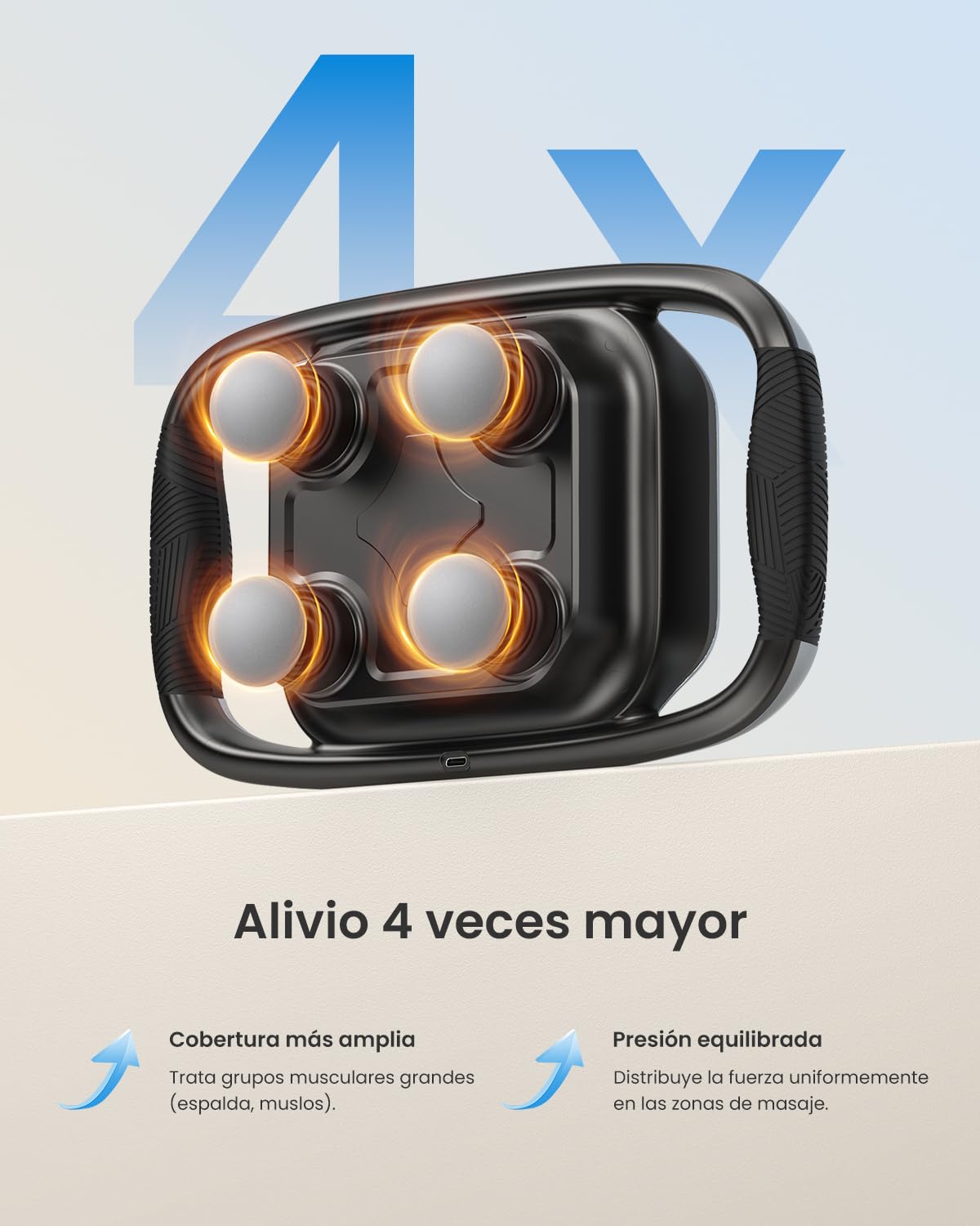 RENPHO Pistola de masaje de 4 cabezales de tejido profundo con 4 niveles, herramienta de masaje eléctrica con cabezal de masaje reemplazable para piernas, brazos, cintura, espalda, alivio del dolor