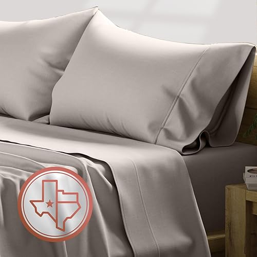 Texas Linen Co. Comfy Sheets - Juego de sábanas de 600 hilos, 100% algodón, 4 piezas de algodón de fibra larga para cama, transpirable, suave y