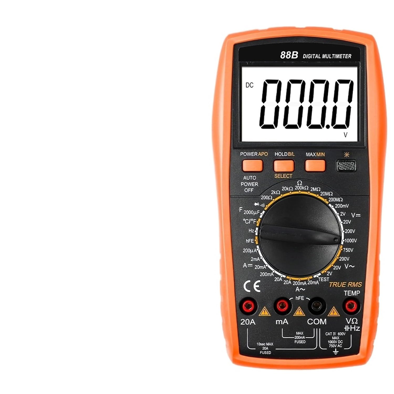 1Pcs Digital Multimeter Voltage Tester 2000Counts 1000V DC/AC Current Volt ohm Meter 2000MΩ Resistance Inductance Temp Hz Ele(88B Multimeter)