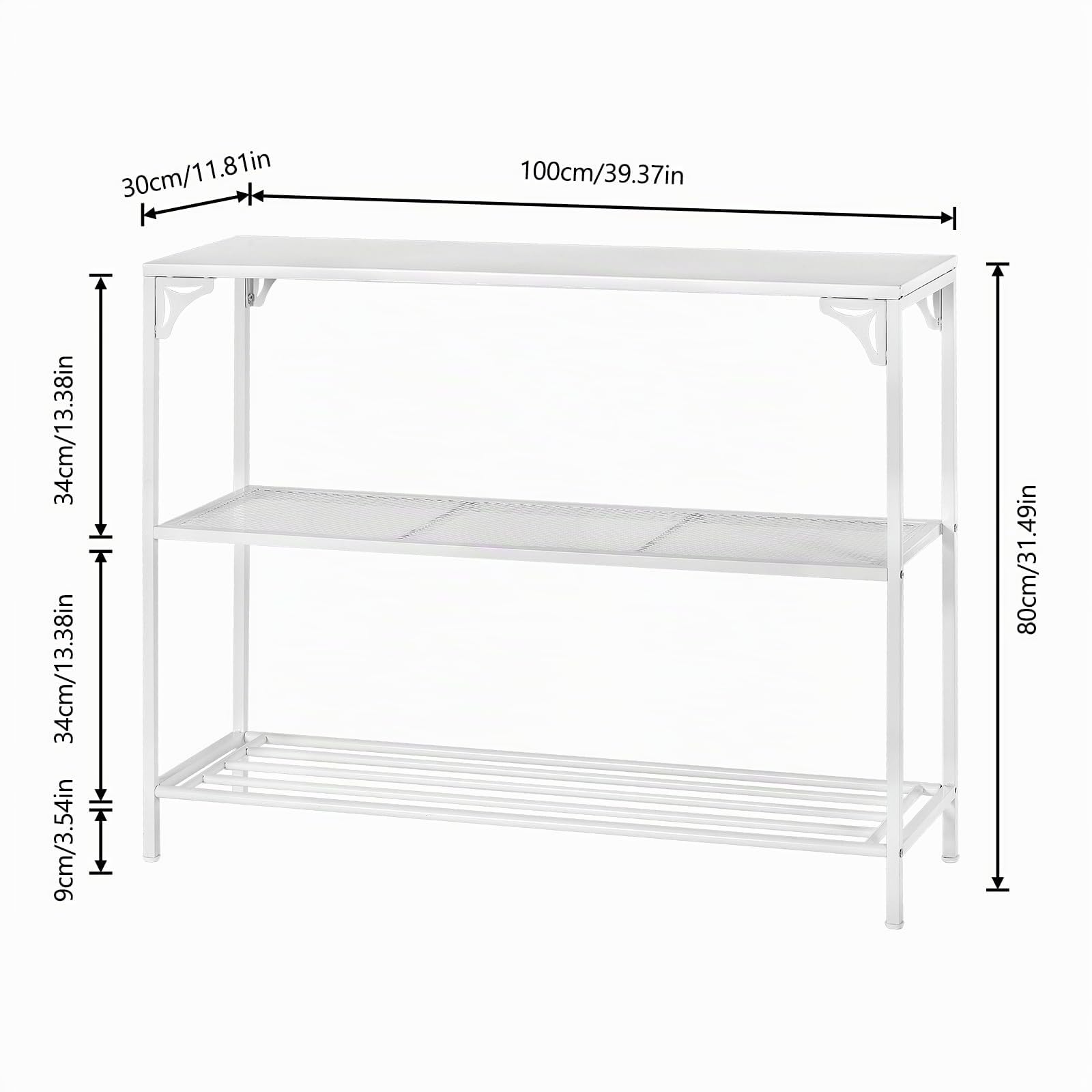 HDANI Consolle Ingresso,Tavolo Console con 2 Ripiani di Rete Metallica,Tavolino da Divano, Corridoio,Entrata,Soggiorno,100 x 30 x 80cm,Stile Industriale,Bianco